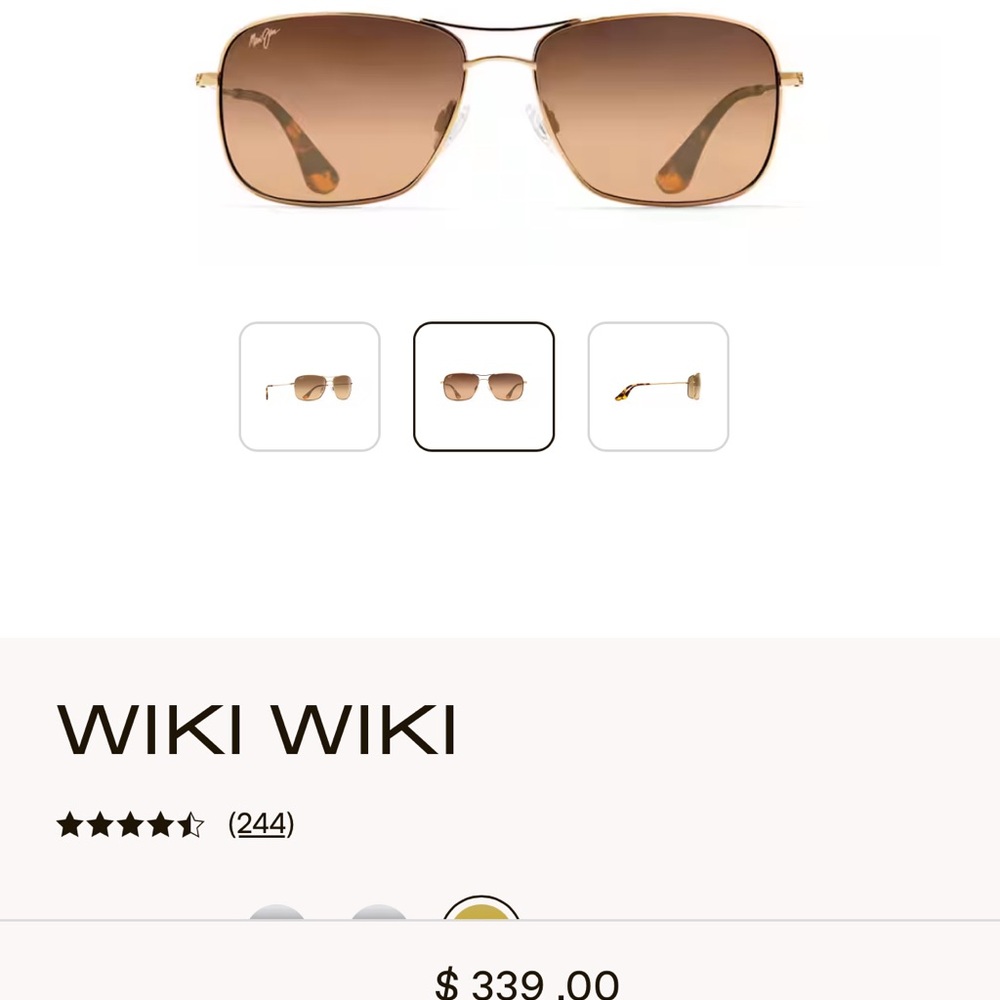 Maui Jim Gold and Bronze Aviator Sunglasses